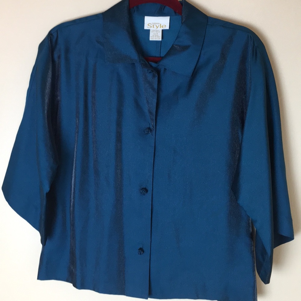 🌙Formal silk blend top with Peter Pan color